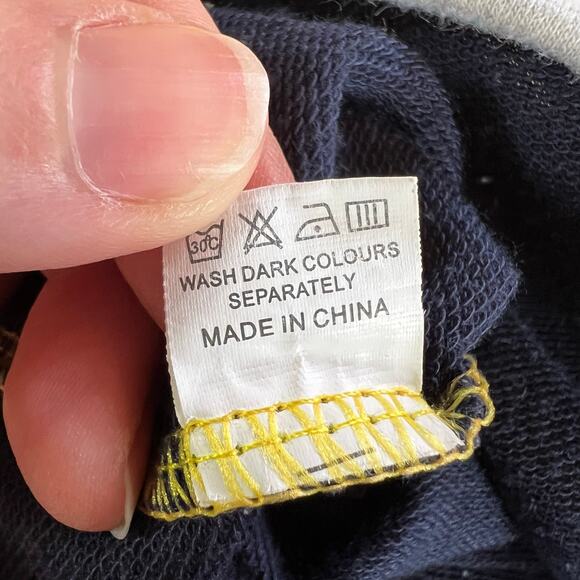 Boutique Womens Sweatshirt Pullover Drawstring Cowl Neck Colorblock Blue Yellow - Picture 11 of 11